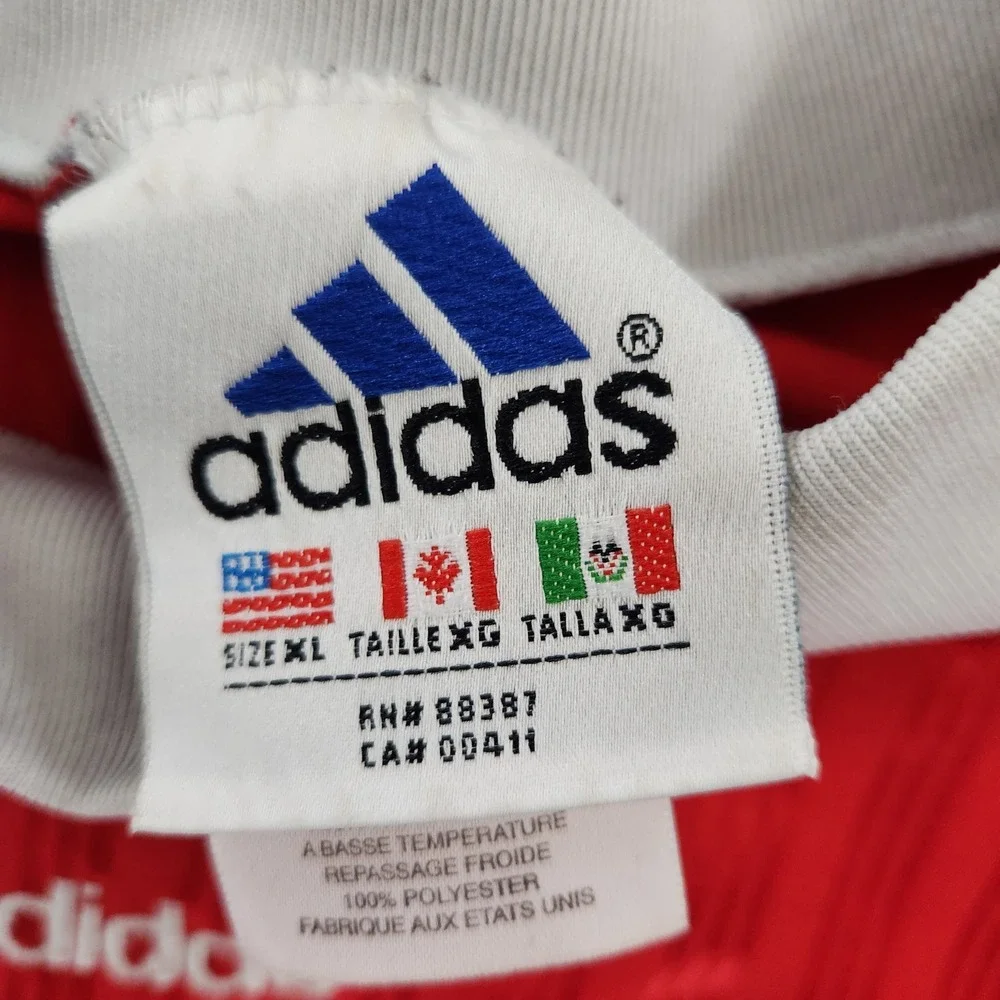 Vintage Adidas Flamengo FC Soccer Jersey Red White Stripe Mens XL Made in USA